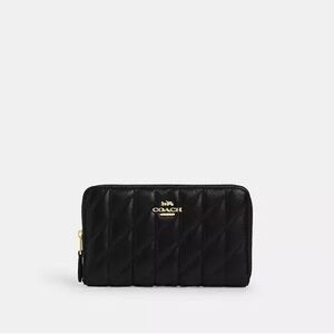 NWT - Medium Id Zip Wallet With Quilting GOLD/BLACK